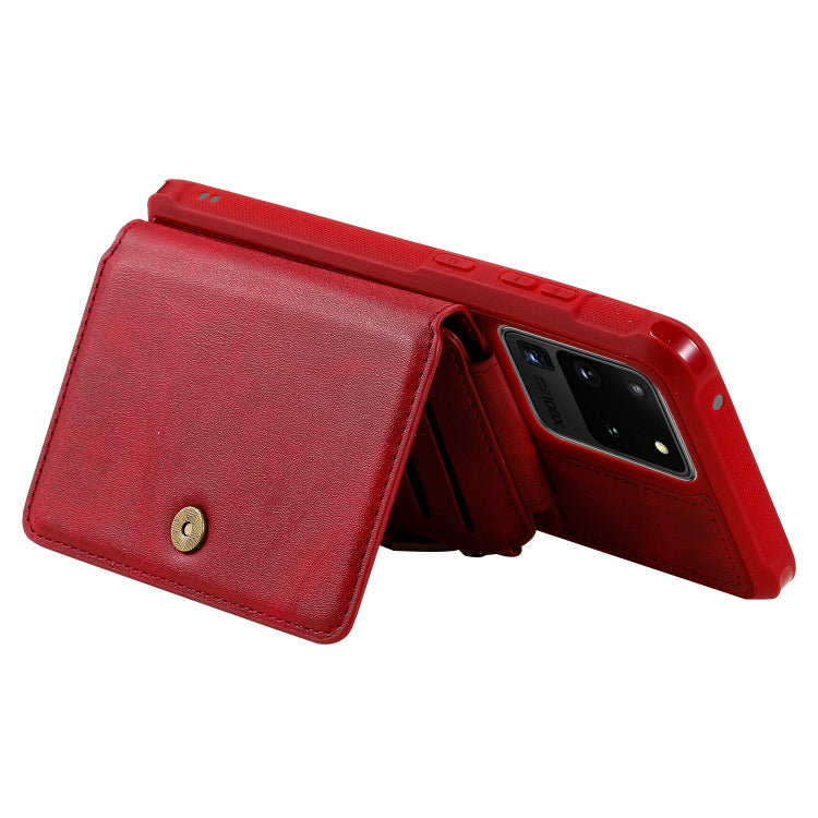 For Galaxy S20 Ultra Zipper Shockproof Protective Case with Card Slots & Bracket & Photo Holder & Wallet Function