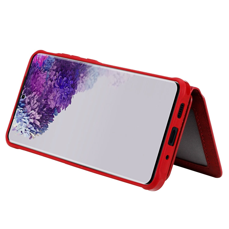 For Galaxy S20 Ultra Zipper Shockproof Protective Case with Card Slots & Bracket & Photo Holder & Wallet Function