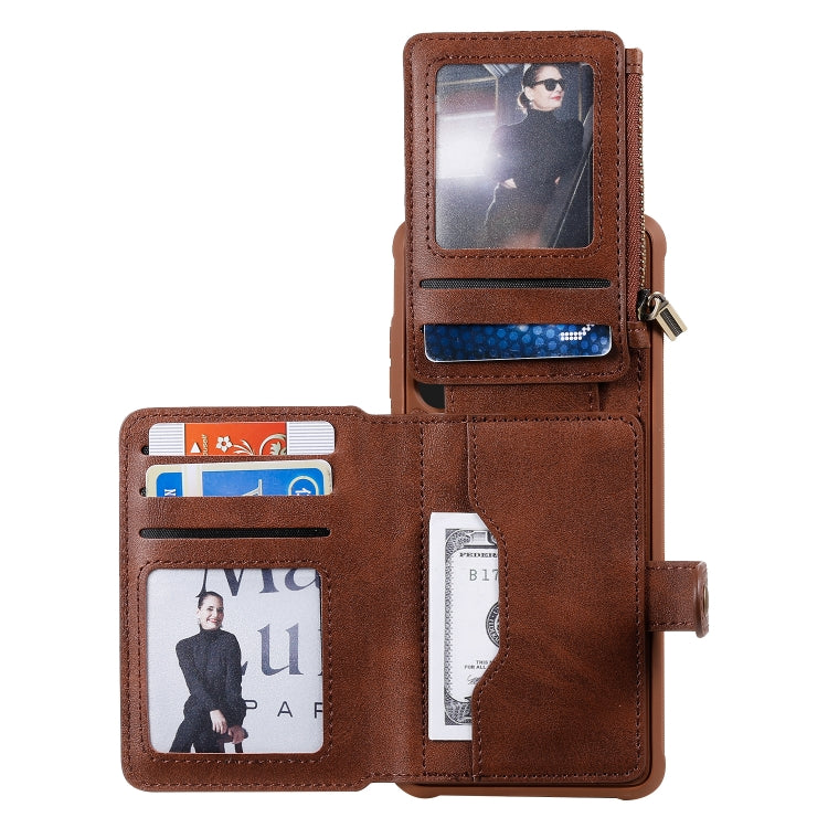 For Galaxy S20 Ultra Zipper Shockproof Protective Case with Card Slots & Bracket & Photo Holder & Wallet Function
