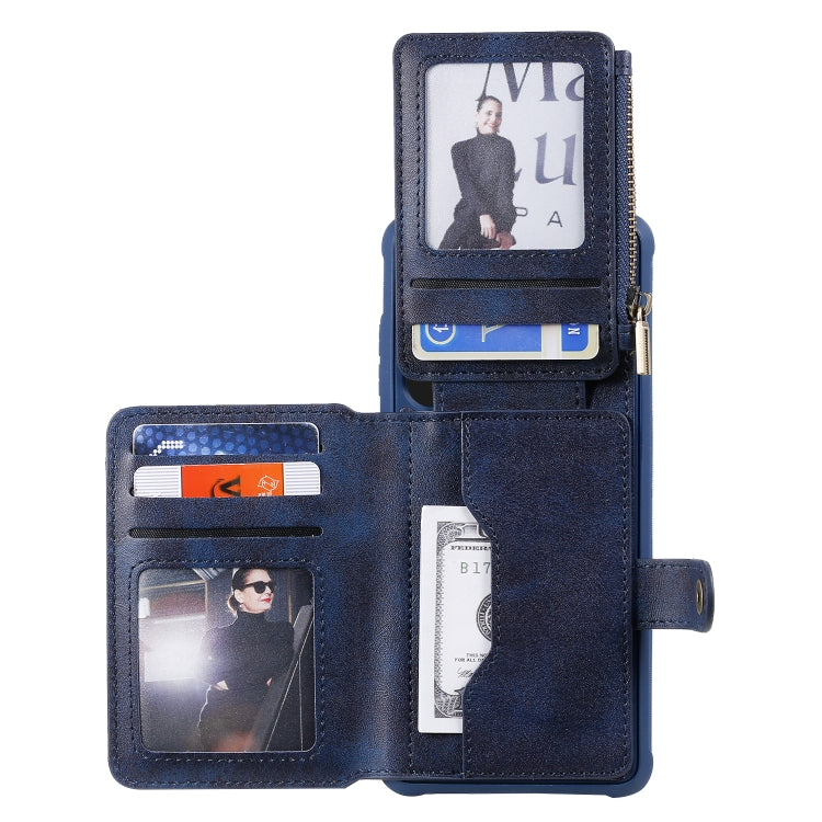 For Galaxy S20 Ultra Zipper Shockproof Protective Case with Card Slots & Bracket & Photo Holder & Wallet Function
