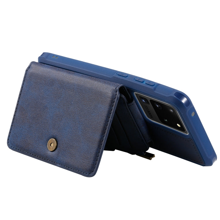 For Galaxy S20 Ultra Zipper Shockproof Protective Case with Card Slots & Bracket & Photo Holder & Wallet Function