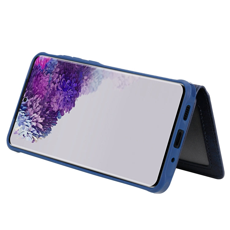 For Galaxy S20 Ultra Zipper Shockproof Protective Case with Card Slots & Bracket & Photo Holder & Wallet Function