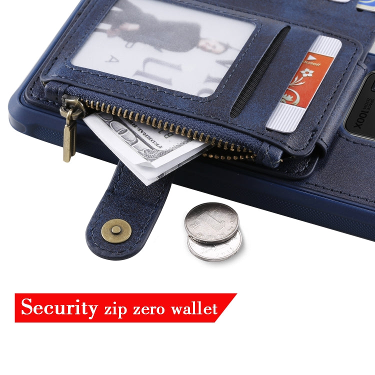 For Galaxy S20 Ultra Zipper Shockproof Protective Case with Card Slots & Bracket & Photo Holder & Wallet Function