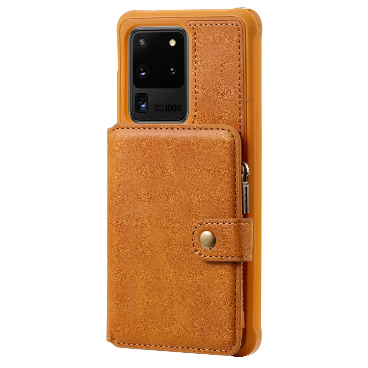For Galaxy S20 Ultra Zipper Shockproof Protective Case with Card Slots & Bracket & Photo Holder & Wallet Function