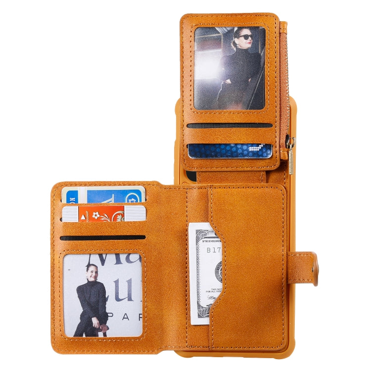 For Galaxy S20 Ultra Zipper Shockproof Protective Case with Card Slots & Bracket & Photo Holder & Wallet Function