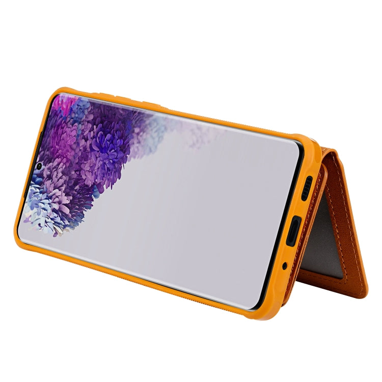 For Galaxy S20 Ultra Zipper Shockproof Protective Case with Card Slots & Bracket & Photo Holder & Wallet Function