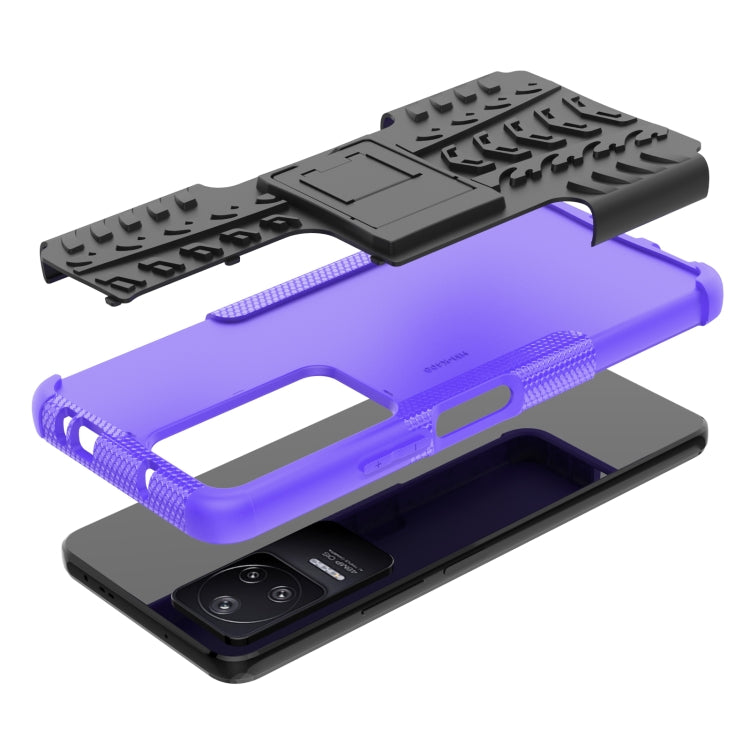 For Xiaomi Redmi K40S Tire Texture TPU + PC Phone Case with Holder