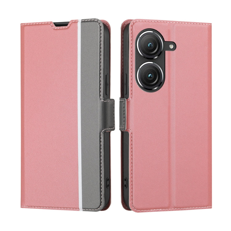 For Asus Zenfone 9 Twill Texture Side Button Leather Phone Case