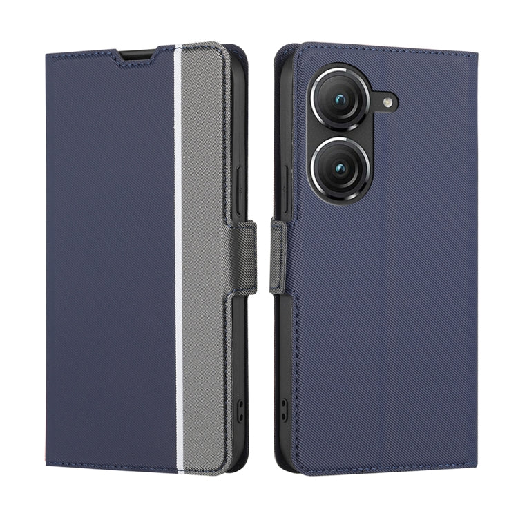 For Asus Zenfone 9 Twill Texture Side Button Leather Phone Case