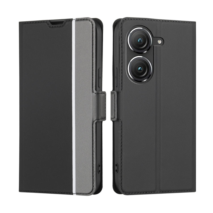 For Asus Zenfone 9 Twill Texture Side Button Leather Phone Case