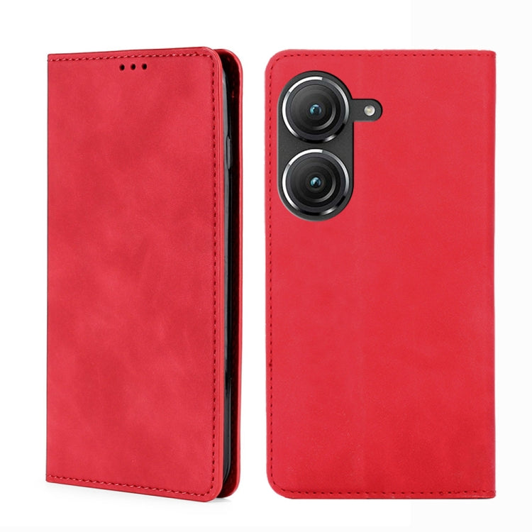 For Asus Zenfone 9 Skin Feel Magnetic Horizontal Flip Leather Phone Case