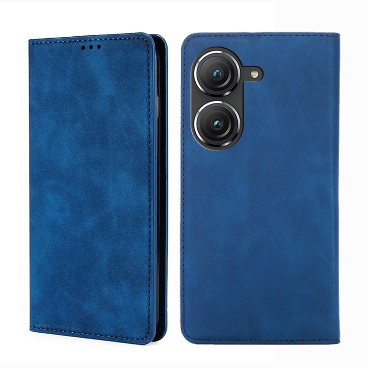 For Asus Zenfone 9 Skin Feel Magnetic Horizontal Flip Leather Phone Case