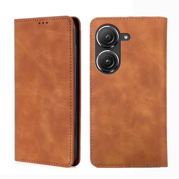For Asus Zenfone 9 Skin Feel Magnetic Horizontal Flip Leather Phone Case