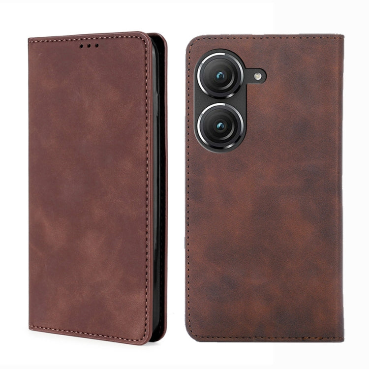 For Asus Zenfone 9 Skin Feel Magnetic Horizontal Flip Leather Phone Case