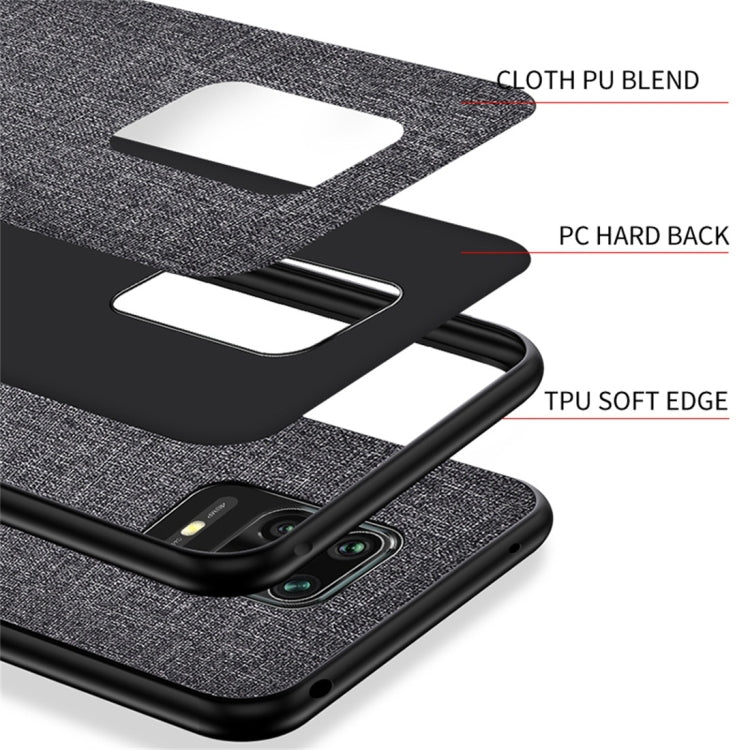 For Xiaomi Redmi Note 9 Pro Shockproof Cloth Texture PC + TPU Protective Case