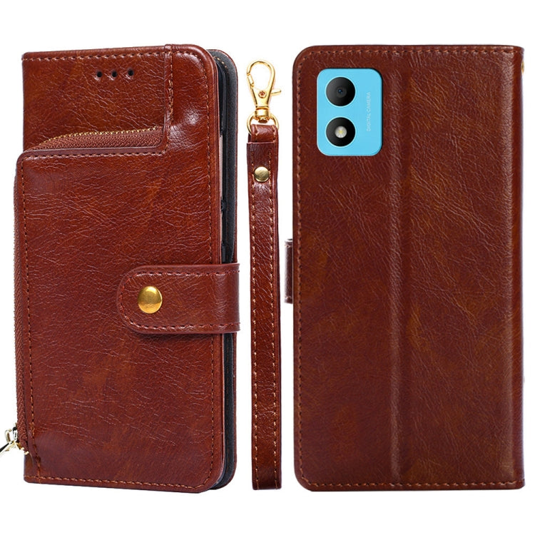 For TCL 305i Zipper Bag Leather Phone Case