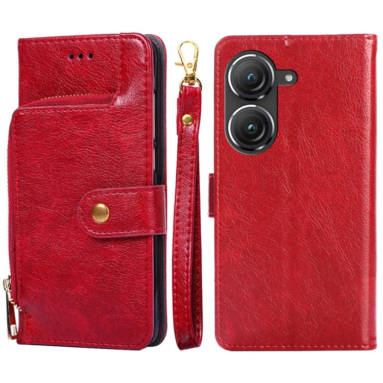 For Asus Zenfone 9 Zipper Bag Leather Phone Case
