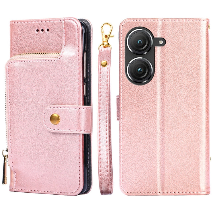 For Asus Zenfone 9 Zipper Bag Leather Phone Case