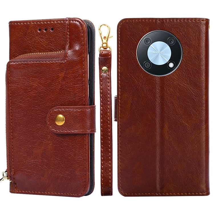 For Huawei nova Y90 4G Zipper Bag Leather Phone Case