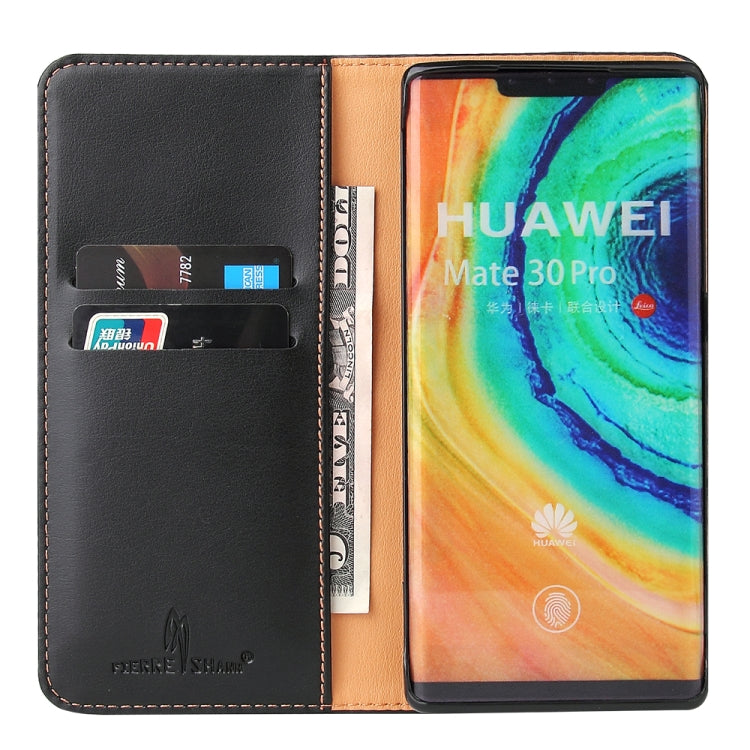 For Huawei Mate 30 Pro Fierre Shann PU Genuine Leather Texture Horizontal Flip Leather Case with Holder & Card Slots & Wallet
