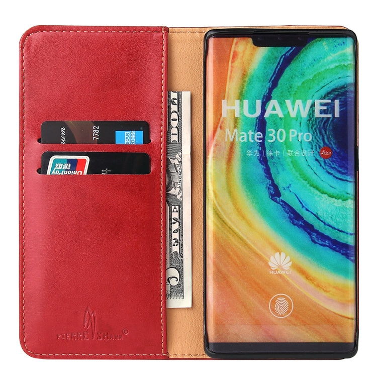For Huawei Mate 30 Pro Fierre Shann PU Genuine Leather Texture Horizontal Flip Leather Case with Holder & Card Slots & Wallet