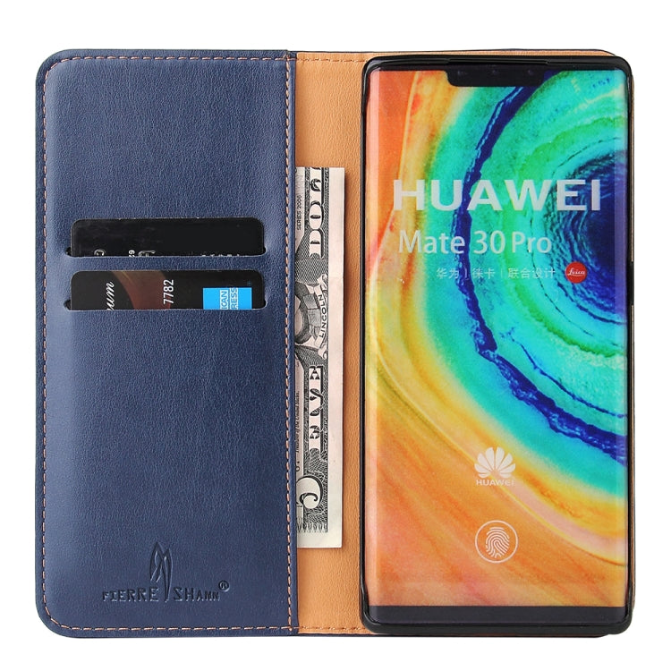 For Huawei Mate 30 Pro Fierre Shann PU Genuine Leather Texture Horizontal Flip Leather Case with Holder & Card Slots & Wallet