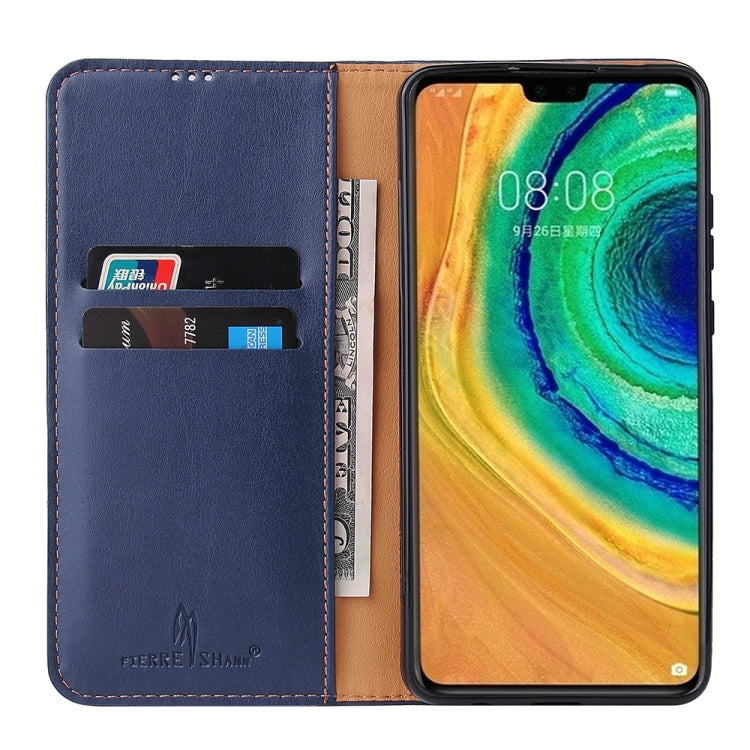 For Huawei Mate 30 Fierre Shann PU Genuine Leather Texture Horizontal Flip Leather Case with Holder & Card Slots & Wallet