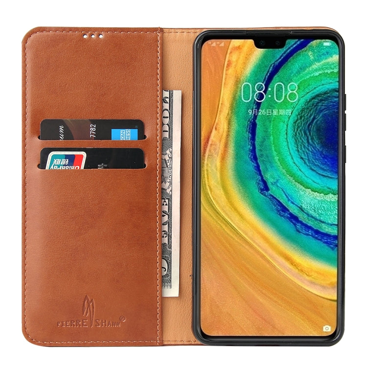 For Huawei Mate 30 Fierre Shann PU Genuine Leather Texture Horizontal Flip Leather Case with Holder & Card Slots & Wallet