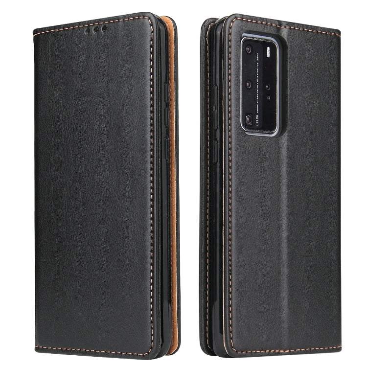 For Huawei P40 Fierre Shann PU Genuine Leather Texture Horizontal Flip Leather Case with Holder & Card Slots & Wallet