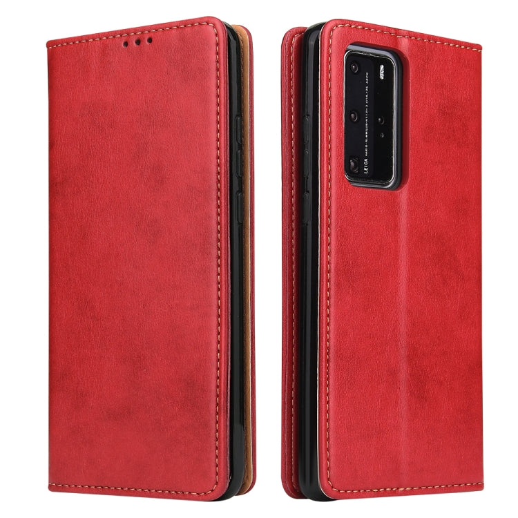 For Huawei P40 Fierre Shann PU Genuine Leather Texture Horizontal Flip Leather Case with Holder & Card Slots & Wallet