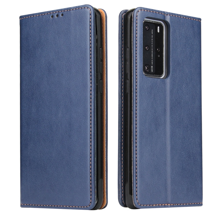 For Huawei P40 Fierre Shann PU Genuine Leather Texture Horizontal Flip Leather Case with Holder & Card Slots & Wallet