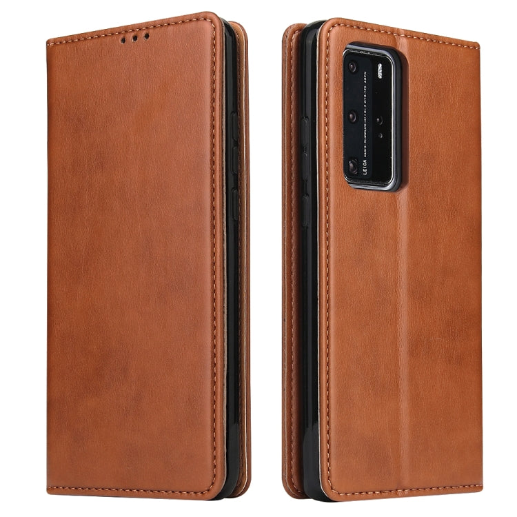 For Huawei P40 Fierre Shann PU Genuine Leather Texture Horizontal Flip Leather Case with Holder & Card Slots & Wallet