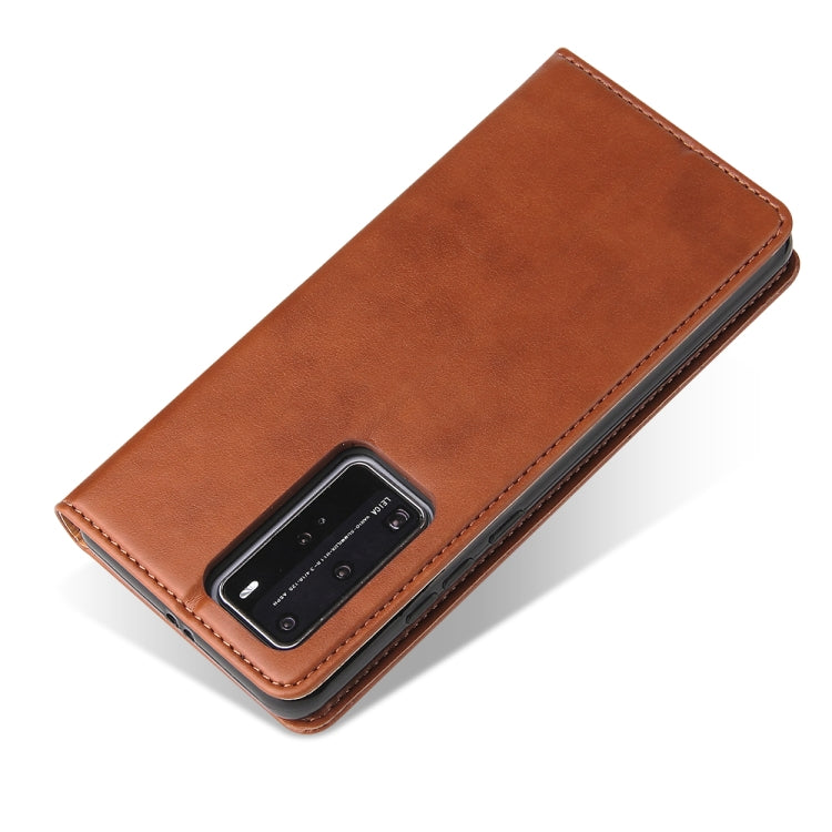 For Huawei P40 Fierre Shann PU Genuine Leather Texture Horizontal Flip Leather Case with Holder & Card Slots & Wallet