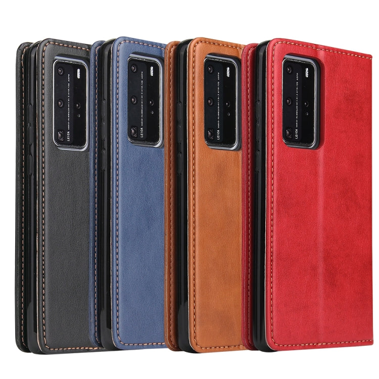 For Huawei P40 Pro Fierre Shann PU Genuine Leather Texture Horizontal Flip Leather Case with Holder & Card Slots & Wallet