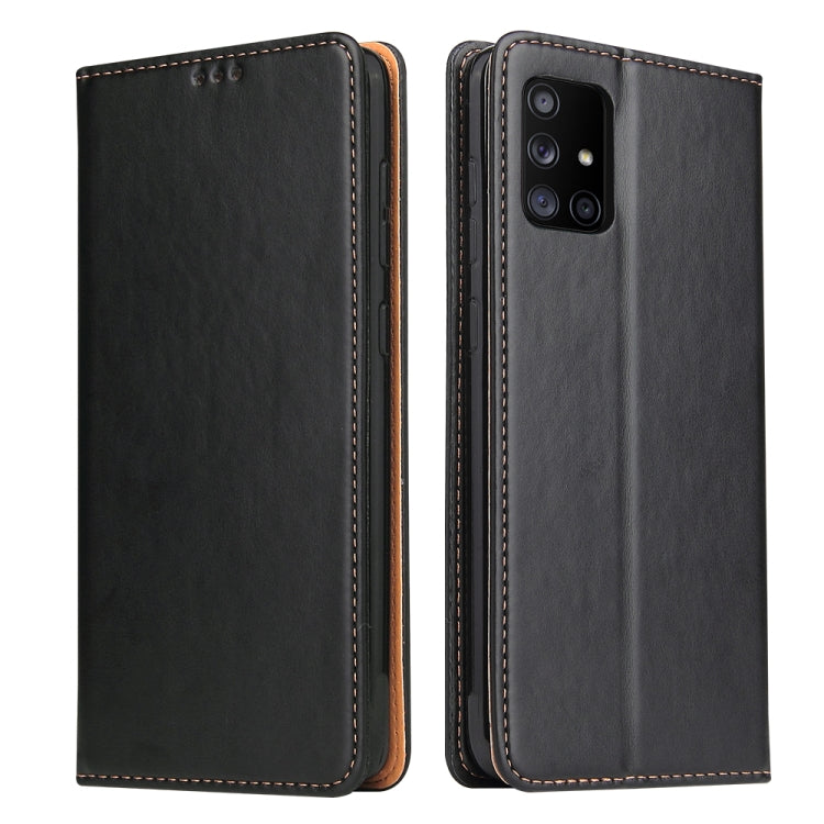 For Galaxy A71 Fierre Shann PU Genuine Leather Texture Horizontal Flip Leather Case with Holder & Card Slots & Wallet