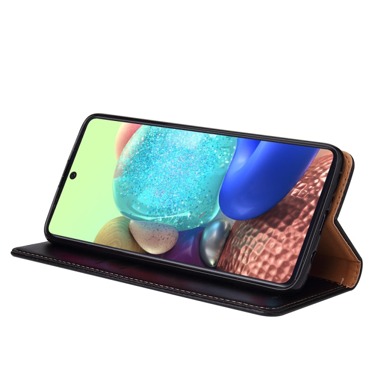 For Galaxy A71 Fierre Shann PU Genuine Leather Texture Horizontal Flip Leather Case with Holder & Card Slots & Wallet