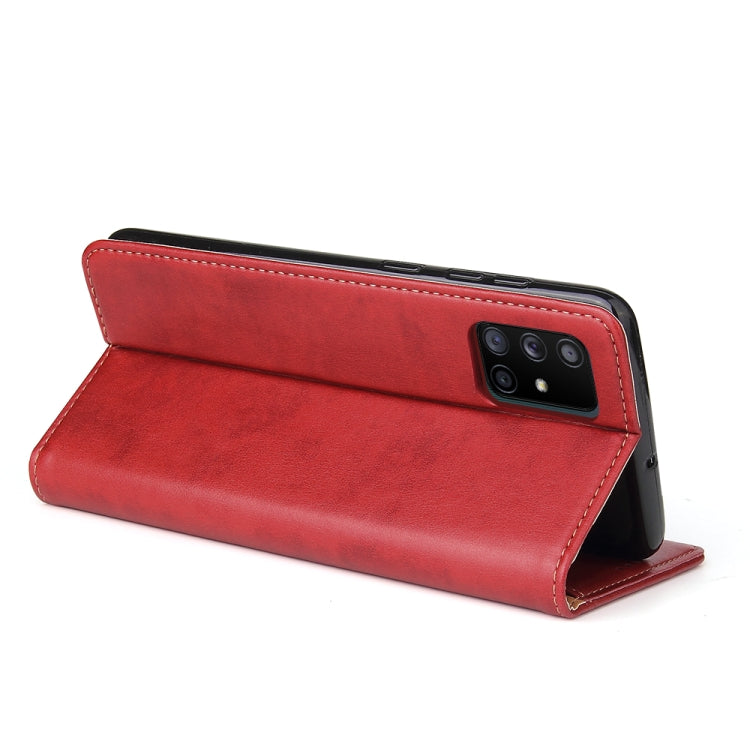 For Galaxy A71 Fierre Shann PU Genuine Leather Texture Horizontal Flip Leather Case with Holder & Card Slots & Wallet