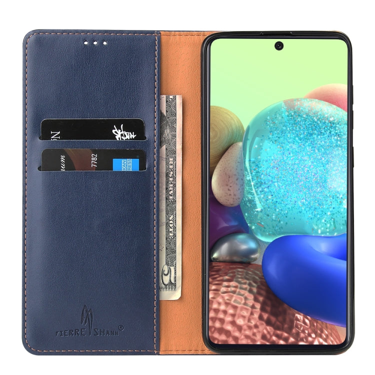 For Galaxy A71 Fierre Shann PU Genuine Leather Texture Horizontal Flip Leather Case with Holder & Card Slots & Wallet