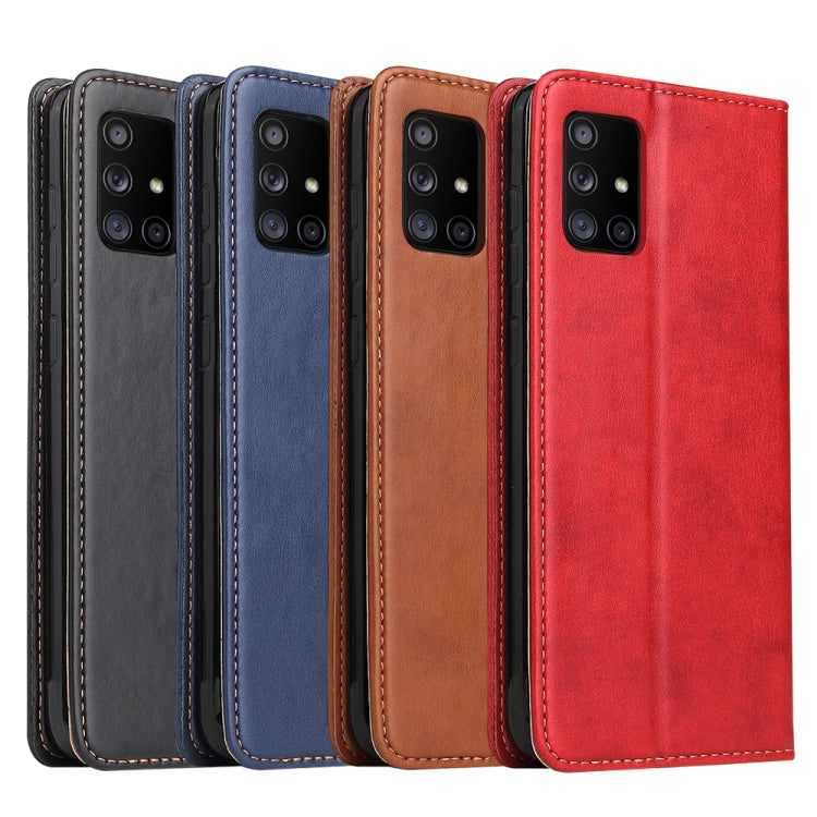 For Galaxy A71 Fierre Shann PU Genuine Leather Texture Horizontal Flip Leather Case with Holder & Card Slots & Wallet