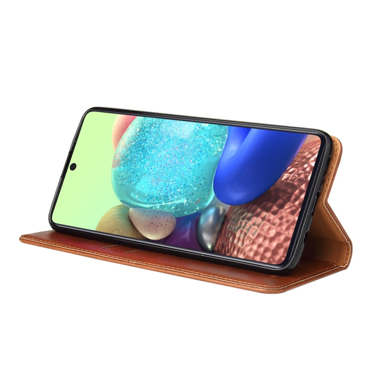 For Galaxy A71 Fierre Shann PU Genuine Leather Texture Horizontal Flip Leather Case with Holder & Card Slots & Wallet