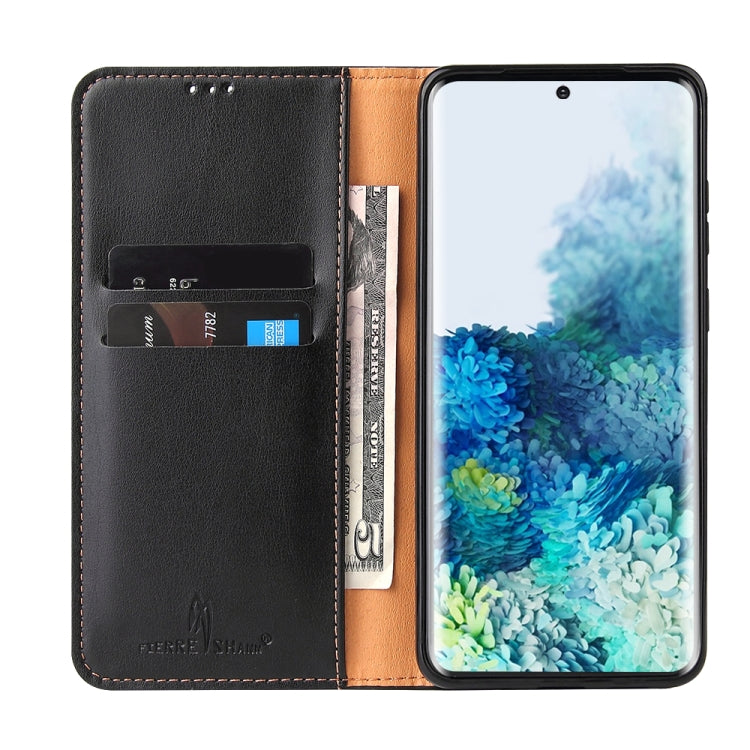 For Galaxy S20 Fierre Shann PU Genuine Leather Texture Horizontal Flip Leather Case with Holder & Card Slots & Wallet