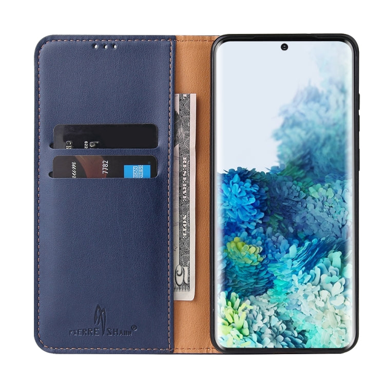 For Galaxy S20 Fierre Shann PU Genuine Leather Texture Horizontal Flip Leather Case with Holder & Card Slots & Wallet