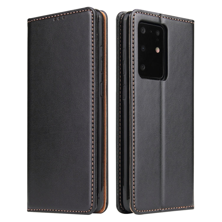 For Galaxy S20 Ultra Fierre Shann PU Genuine Leather Texture Horizontal Flip Leather Case with Holder & Card Slots & Wallet