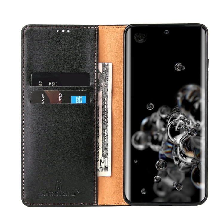 For Galaxy S20 Ultra Fierre Shann PU Genuine Leather Texture Horizontal Flip Leather Case with Holder & Card Slots & Wallet