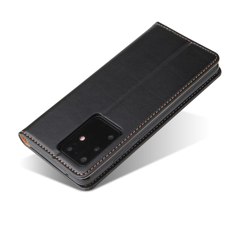 For Galaxy S20 Ultra Fierre Shann PU Genuine Leather Texture Horizontal Flip Leather Case with Holder & Card Slots & Wallet
