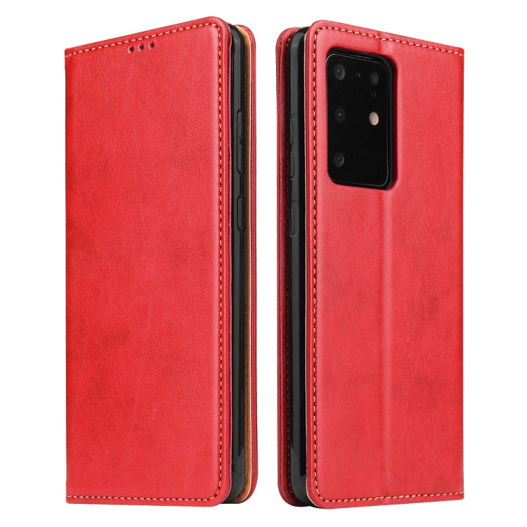 For Galaxy S20 Ultra Fierre Shann PU Genuine Leather Texture Horizontal Flip Leather Case with Holder & Card Slots & Wallet