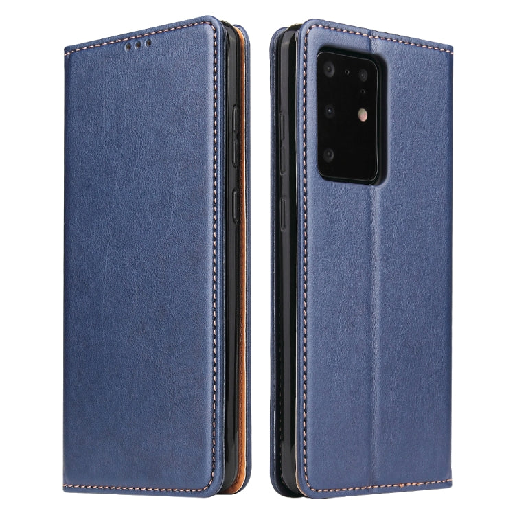 For Galaxy S20 Ultra Fierre Shann PU Genuine Leather Texture Horizontal Flip Leather Case with Holder & Card Slots & Wallet