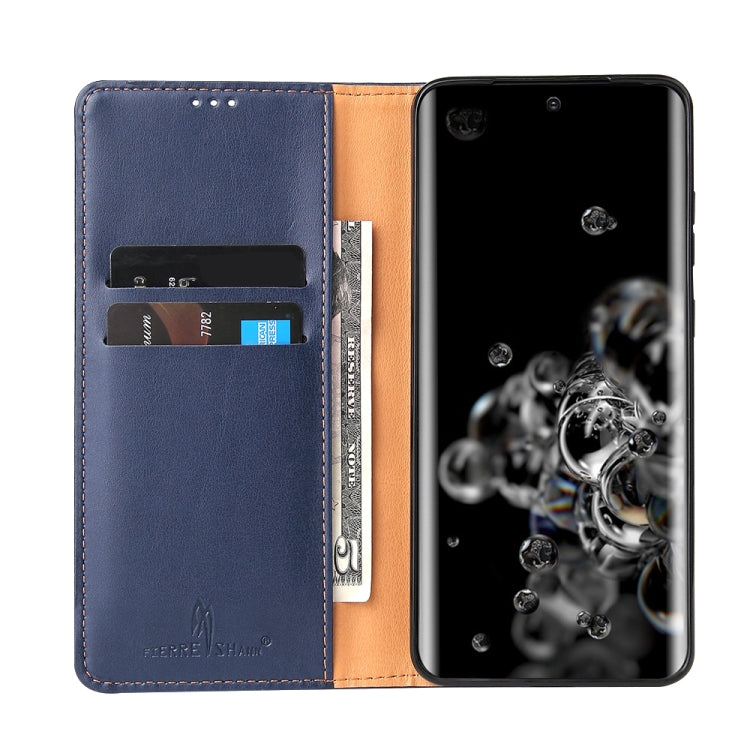 For Galaxy S20 Ultra Fierre Shann PU Genuine Leather Texture Horizontal Flip Leather Case with Holder & Card Slots & Wallet