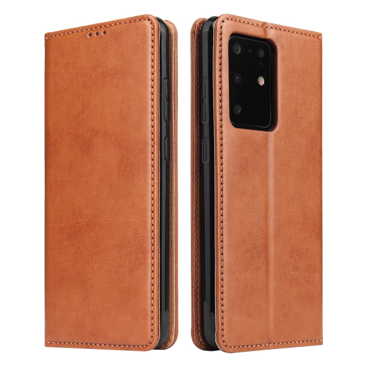 For Galaxy S20 Ultra Fierre Shann PU Genuine Leather Texture Horizontal Flip Leather Case with Holder & Card Slots & Wallet