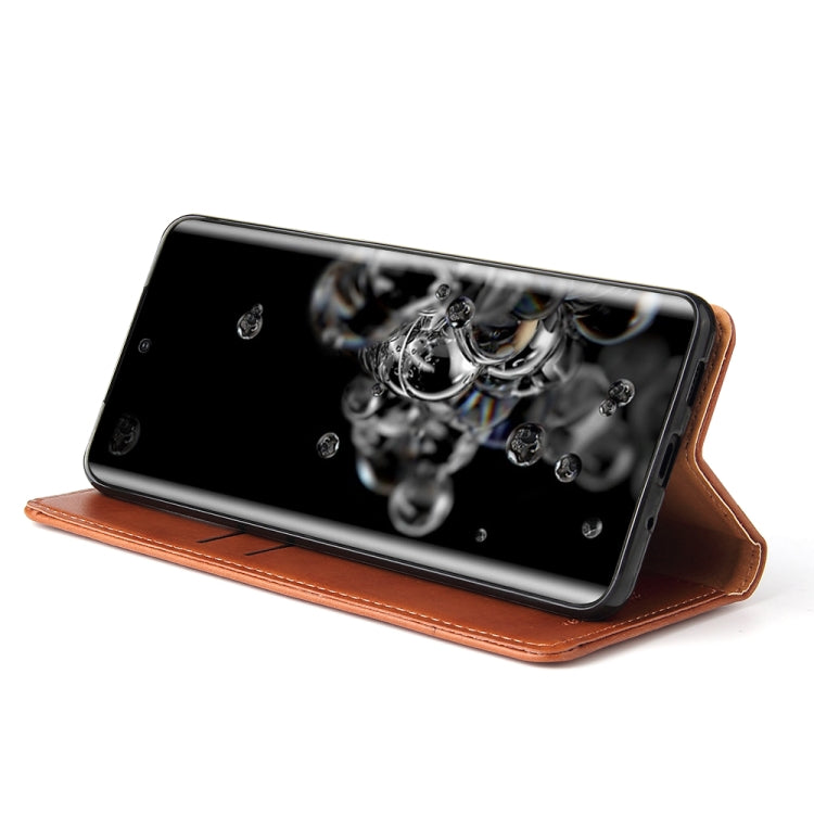 For Galaxy S20 Ultra Fierre Shann PU Genuine Leather Texture Horizontal Flip Leather Case with Holder & Card Slots & Wallet